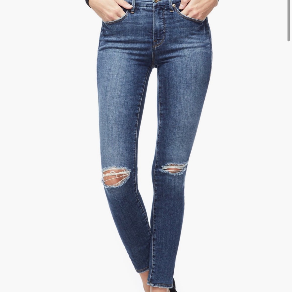 Good American Good Legs Ripped High Waist Skinny Jeans, size: 8/29
